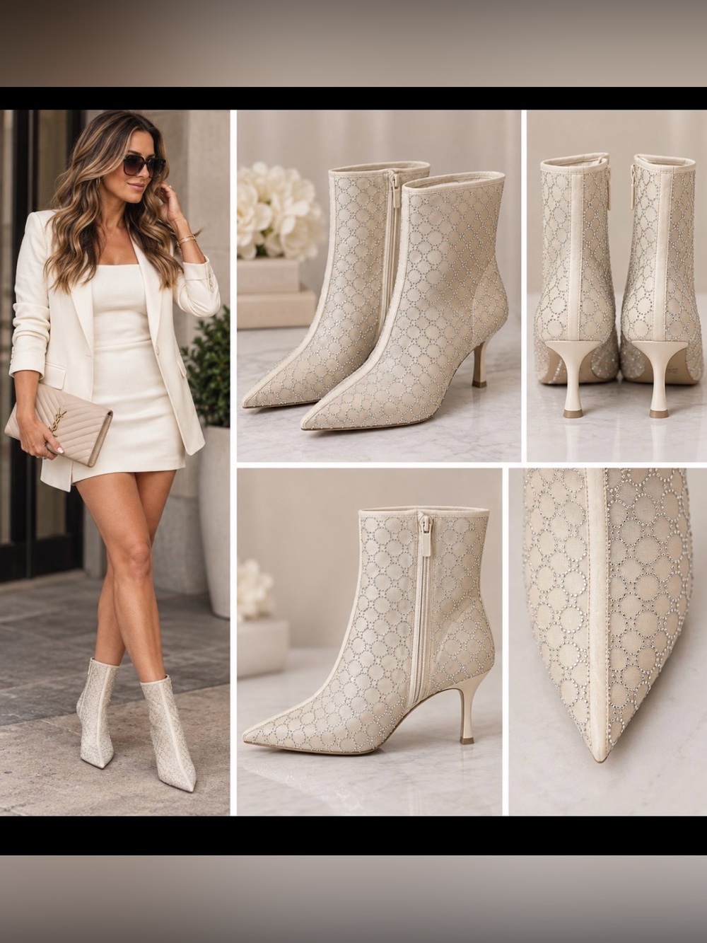 INC International Concepts Cream Pointed-Toe Ankle Booties with Kitten Heel